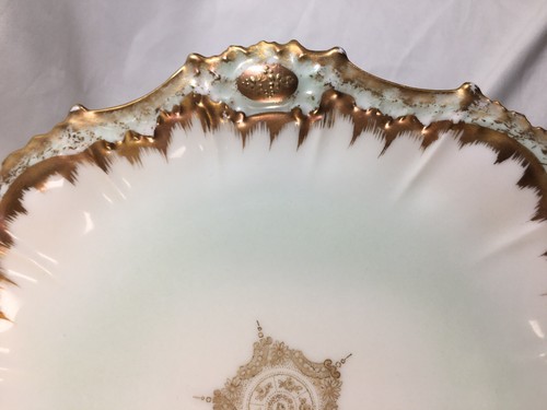 (4) c1900's PHL Limoges Double-Gold Light Green 9.25 Inch Scalloped PLATES - Picture 6 of 11