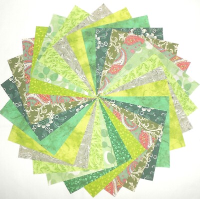 40 5'' Quilting Fabric Squares Green Grass/Shades of Green/BUY IT NOW!!!