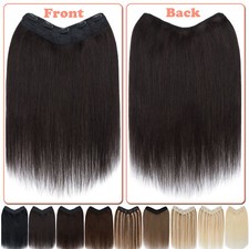 V Shape Russian 100 Remy Human Hair Extensions One Piece Clip In Full Head Weft