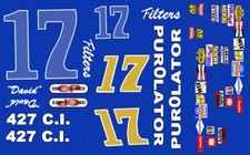  17 David Pearson Purolator Ford 1/64th HO Scale Slot Car Decals