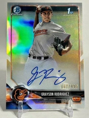 2018 BOWMAN DRAFT GRAYSON RODRIGUEZ REFRACTOR AUTO /499 - SUPER CLEAN