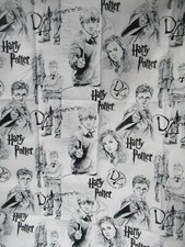 HARRY POTTER CHARACTERS LINE ART BLACK WHITE 100 COTTON FABRIC 1YD BY 44"W