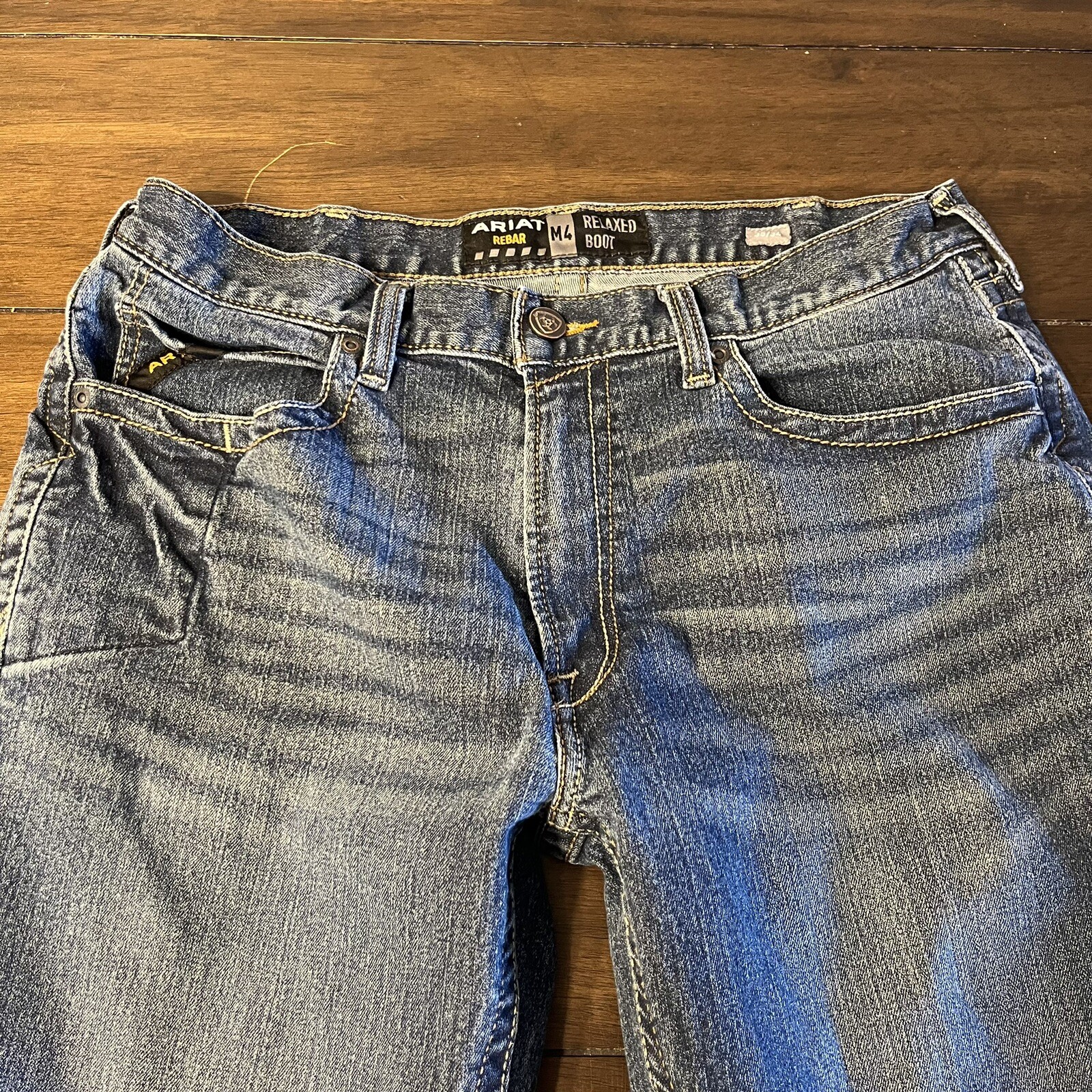 Ariat M4 Rebar Jeans Mens 35x34 Relaxed Boot Cut Blue Denim Loop Lock