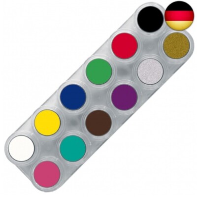 Grimas Profi Schminkpalette Water Make-Up A, 12x2.5ml, hochwertige