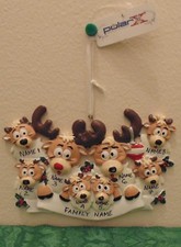 Reindeer Family of 8 Personalized Christmas Tree Ornament Holiday Gift
