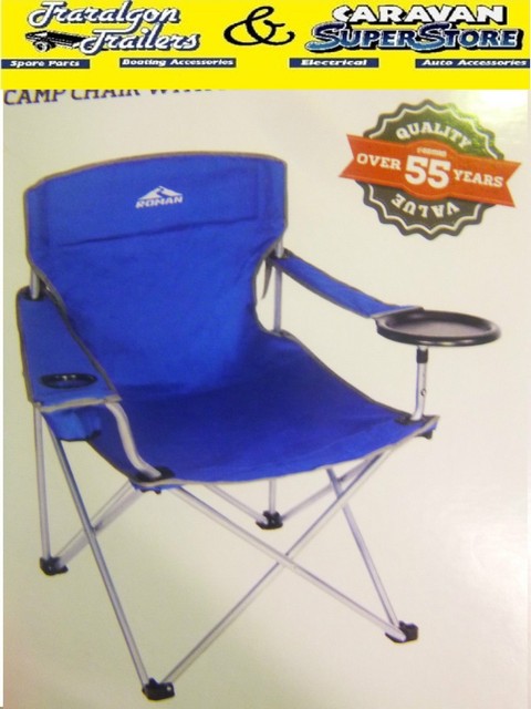 Roman High Back BBQ Chair Seat Blue Camping Camp Fishing With Plate