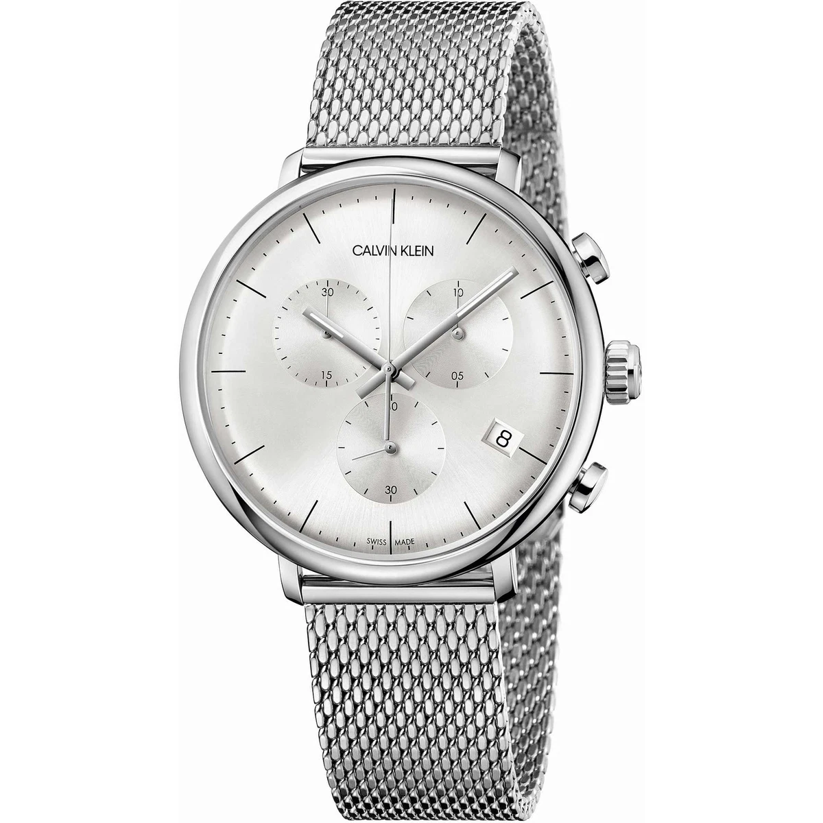 Montre Homme CK CALVIN KLEIN HIGH NOON K8M27126 Chrono Acier Mesh SWISS MADE