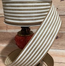 2" Cream white stripe ribbon 2" Wired Ribbon for wreaths bows 5 Yards