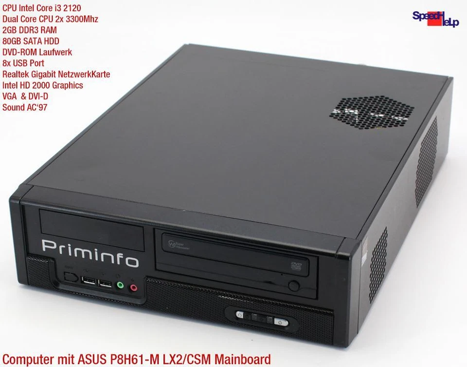 Asus P8H61-M LX2/CSM Intel Core i3 2120 Computer PC Windows 7 10 Parallel Port - Image 2 of 4