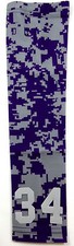 Custom Number Football Baseball DIGITAL CAMO Arm Sleeve PURPLE GRAY GREY