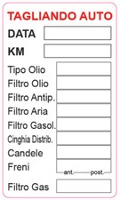 Tagliando Auto Cambio Olio Etichetta - Adesivo - Stampa su PVC