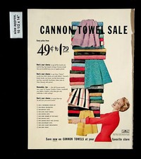 1955 Cannon Towels Home Sale Colorful Woman Dress Vintage Print Ad 34743