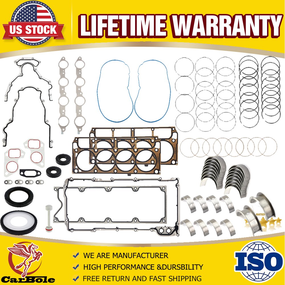 Head Gasket & Piston Ring & Bearing for Chevy Silverado GMC Gen III 4.8/5.3/6.0L