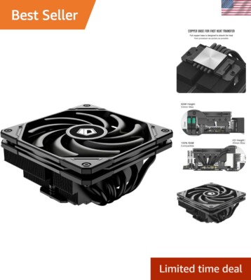 IS-55 Low Profile CPU Air Cooler - 55mm Height, 5 Heatpipes for Intel & AMD
