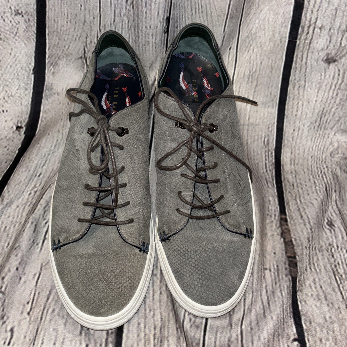 TED BAKER Duuke Leather AM Grey Lace Up Sneakers Shoes Mens  display picture 1