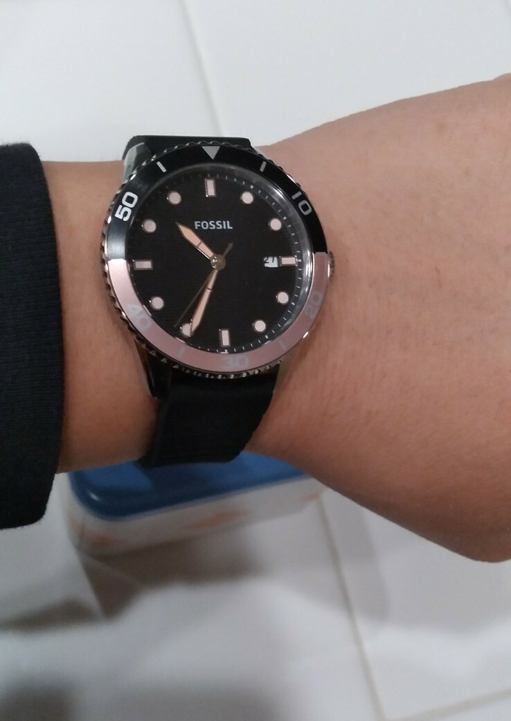 Fossil Dayle Three-hand Black Silicone 