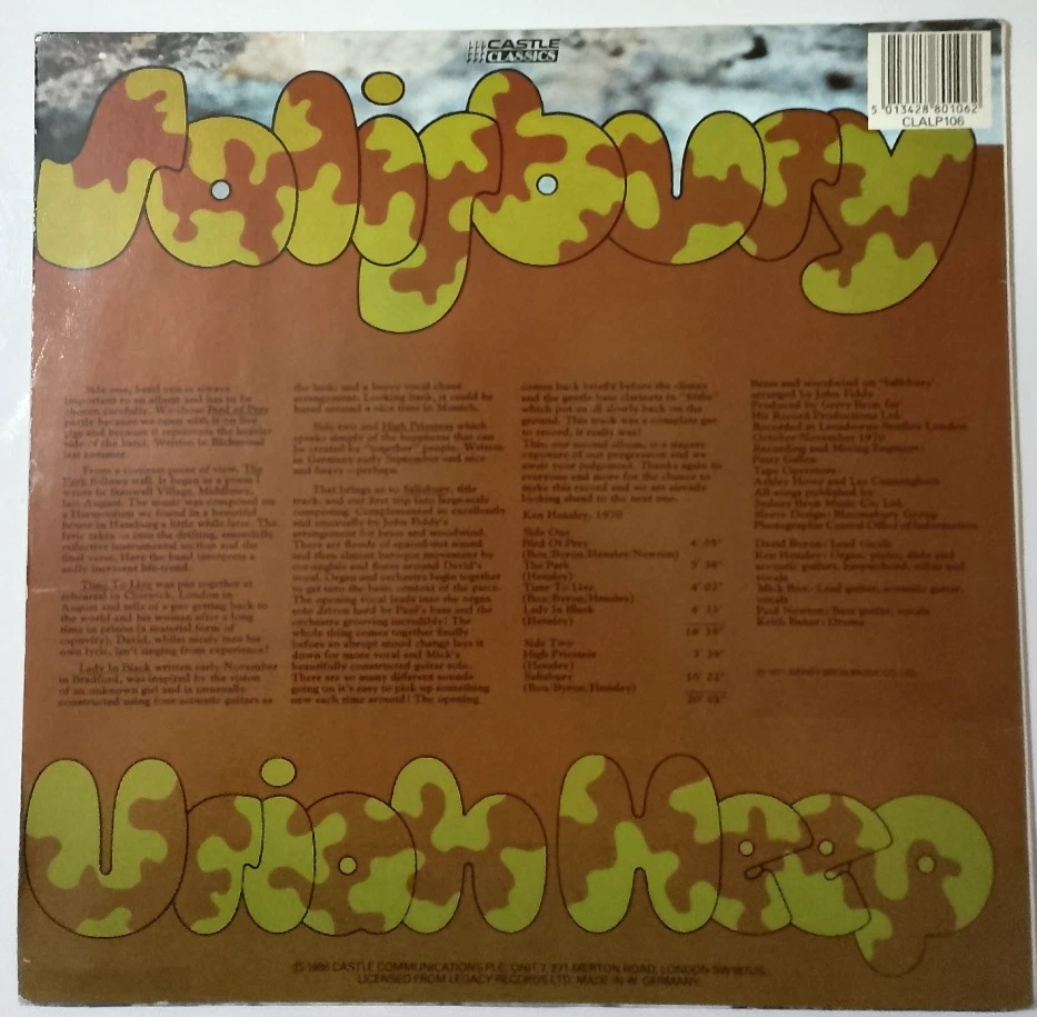 Vinyl LP Uriah Heep - Salisbury NM/NM 1986 Re-issue Castle classics Prog Rock Foto 4 de 4