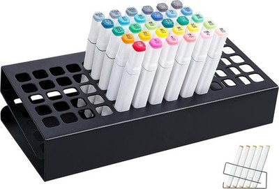 70 Holes Marker Organizer for Desk, Metal Multi-Level Markers Holder, Pen Sto...