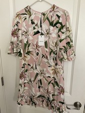 DOLCE & GABBANA Dress Pink Lily Viscose Sheath Knee Length IT40