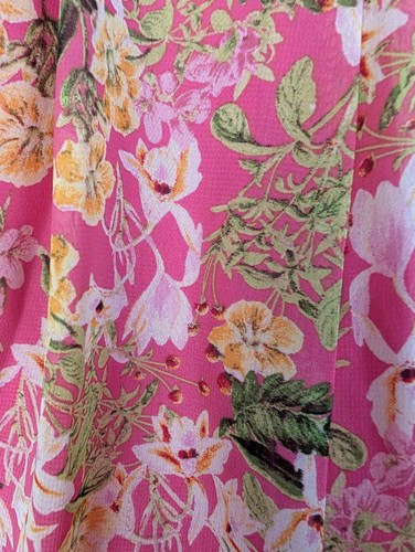 Taylor Dress Size 8 Floral Pink Tiered Layered Midi Bloomcore Cottage Fairy Fest - Picture 7 of 16