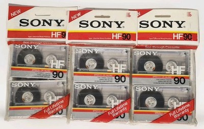 LOT OF 3 SONY 2 PACKS HF 90 AUDIO CLEAR CASSETTE TAPES VINTAGE BRAND NEW SEALED 