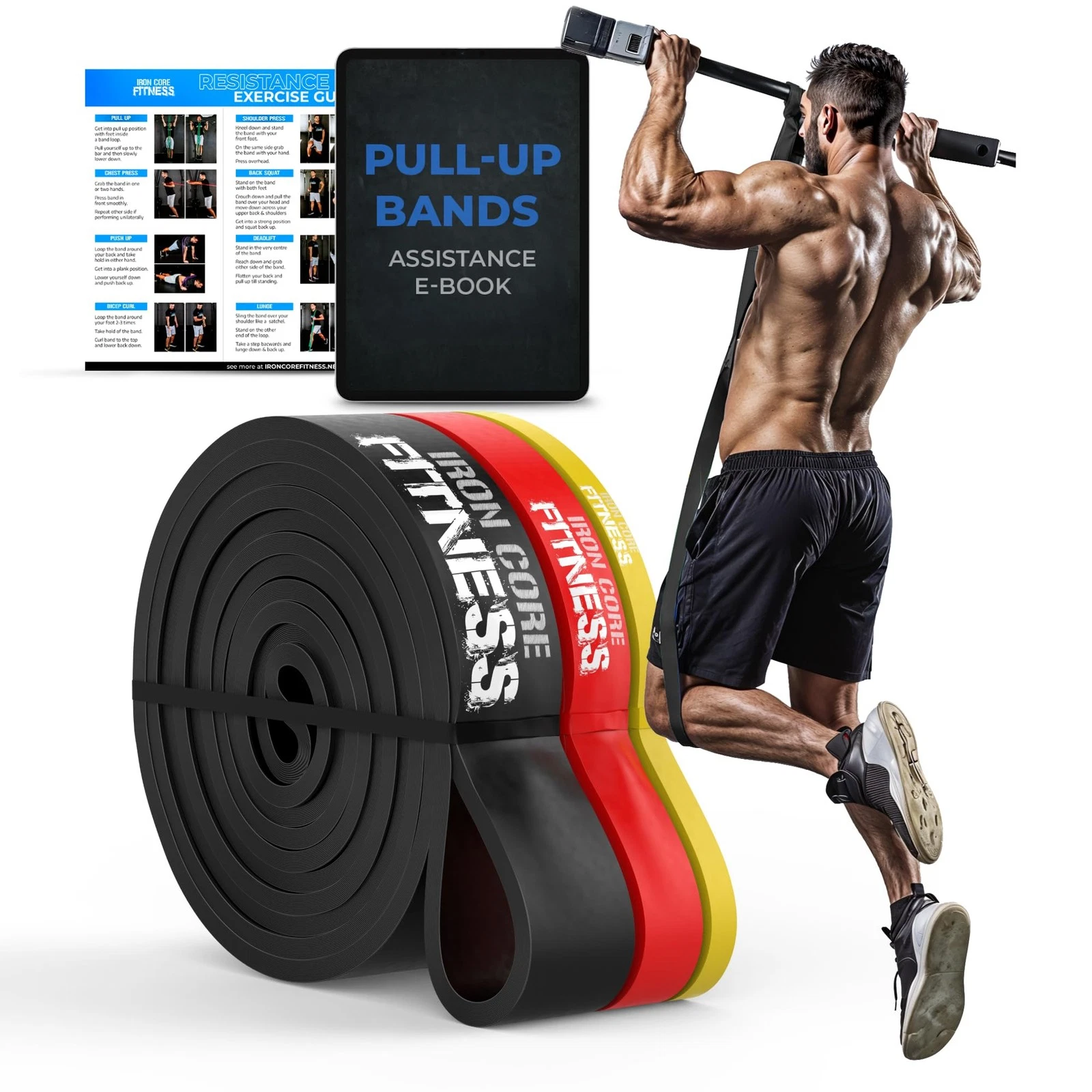 Pull Up Resistance Bands Set of 3 - Pull Up Assistance Bands for Men & Women –