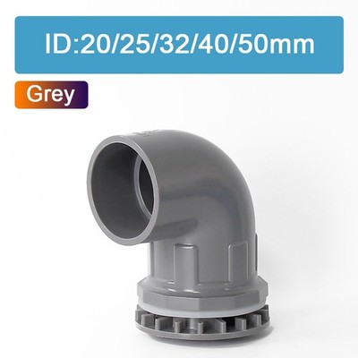 PVC 90° Elbow Grey Pipe Fitting 20-50mm Bulkhead For Aquarium Tank Connector