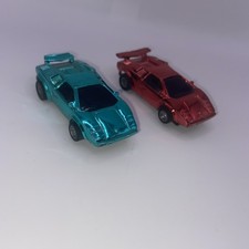 Lot Of 2 Slot Car Lamborghini Countach Chrome Blue and Red  Read Below 