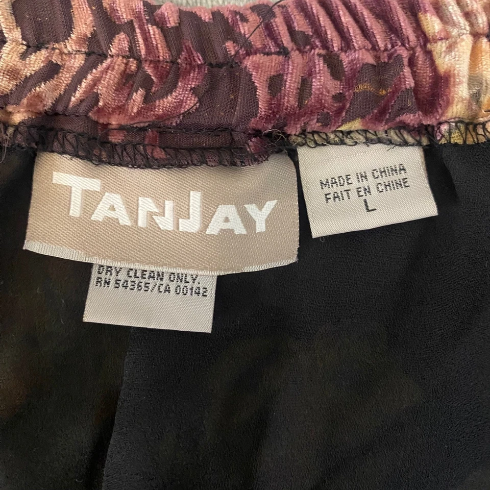 Falda midi de terciopelo floral TanJay para mujer cintura elástica dobladillo acampanado talla L Foto 2 de 4