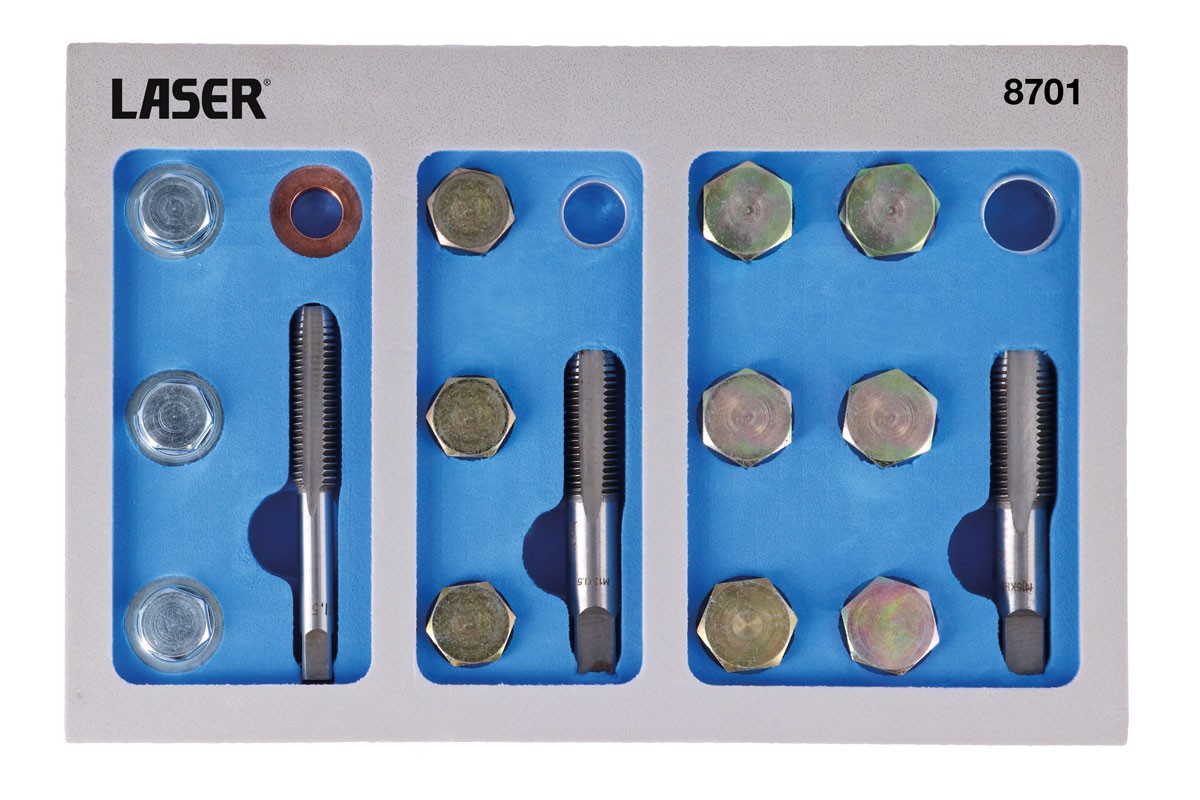 Laser Tools Oil Drain Plug Repair Kit 39pc 8701
