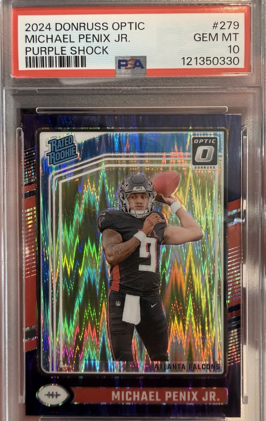 2024 Panini Donruss Optic - Michael Penix Jr. #279 Purple Shock Prizm (RC) PSA10