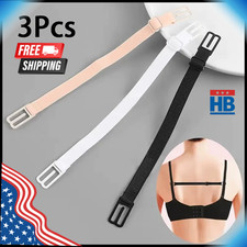 3x Women Bra Straps Holder Anti-slip Elastic Adjustable Clips With Metal Buckles