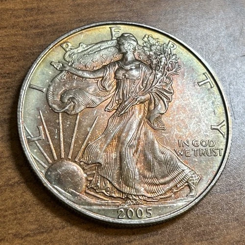 2005 $1 American Silver Eagle Uncirculated RAINBOW TONING