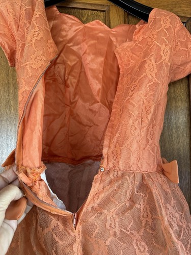 Vintage Cocktail Dress Petticoat Net Layered Underskirt Tiered 1950s Orange - Picture 13 of 24