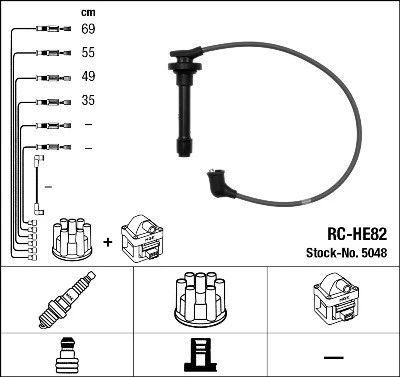 IGNITION CABLE KIT 5048 FOR HONDA B20B 2.0L B18C6 1.8L B20Z1 2.0L 4cyl CR-V I - Image 3 of 4