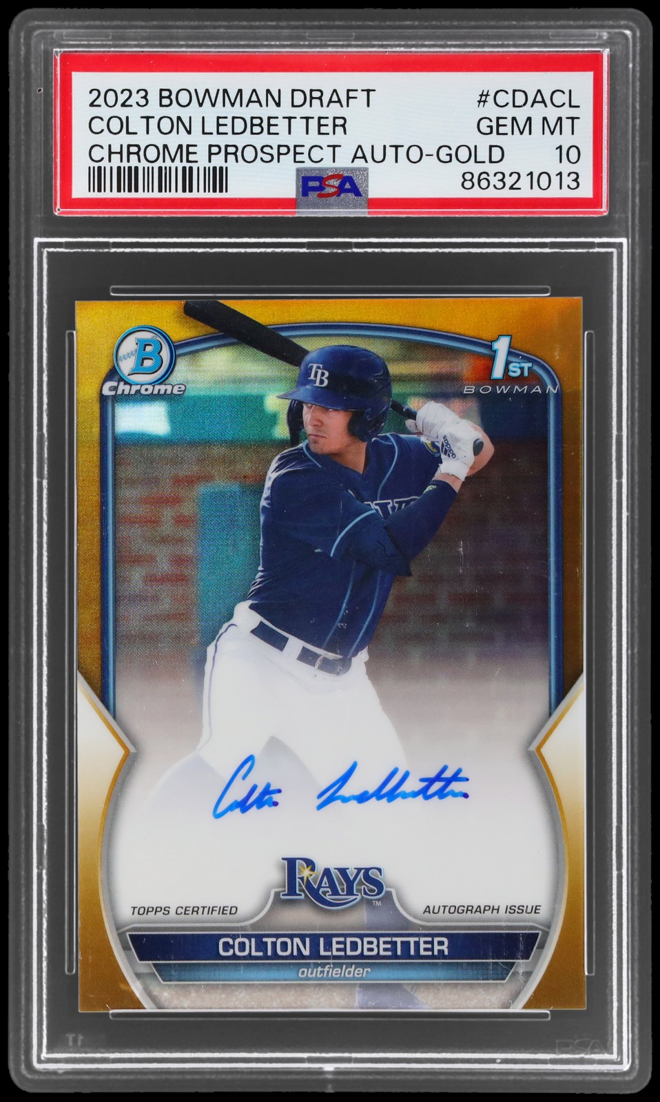 2023 Bowman Draft Colton Ledbetter #CDACL PSA 10 Chrome Autograph Gold Refractor