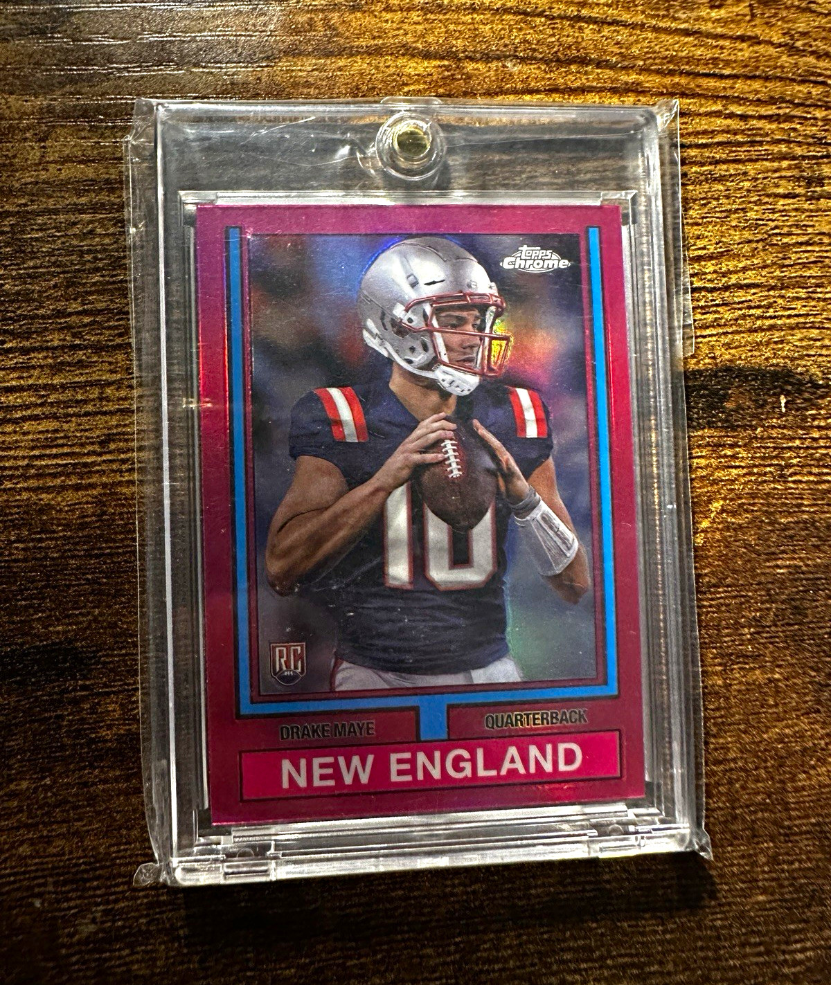 Topps 2024 Topps Chrome Drake Maye Patriots 1974 Pink Refractor RC #74TF-3