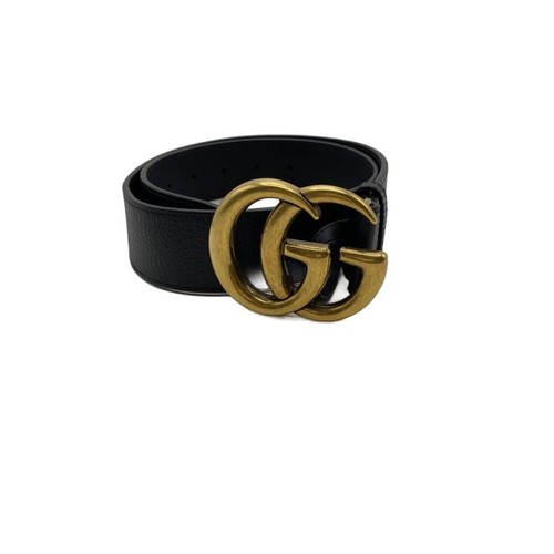 Used GUCCI◆Belt_GG Marmont/Leather/BLK/Plain/Men's//