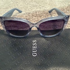 GUESS Women Blue Cat Eye Sunglasses Gold Accent GO00051 84W 56-18-145 NWOT