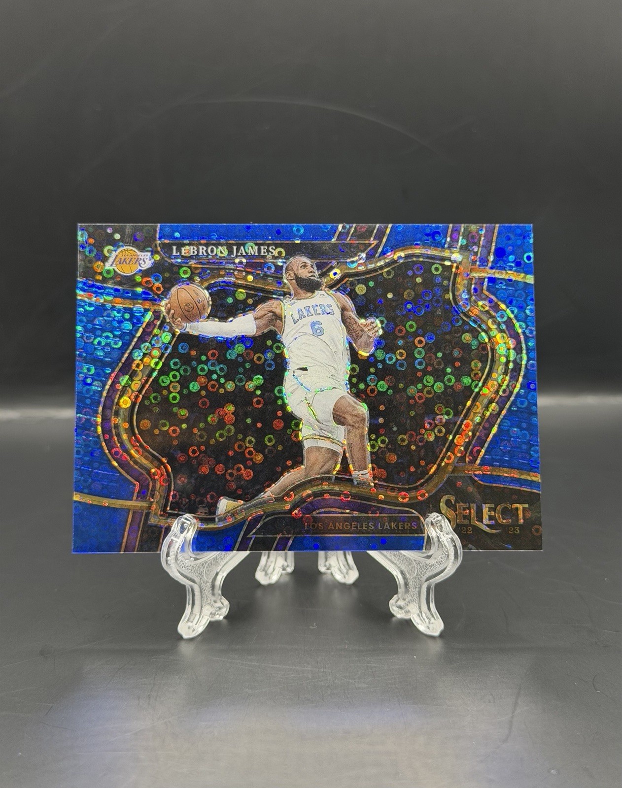 LeBron James 2022-23 Select Blue Disco Prizm 6/25 JERSEY # Courtside #226 Lakers