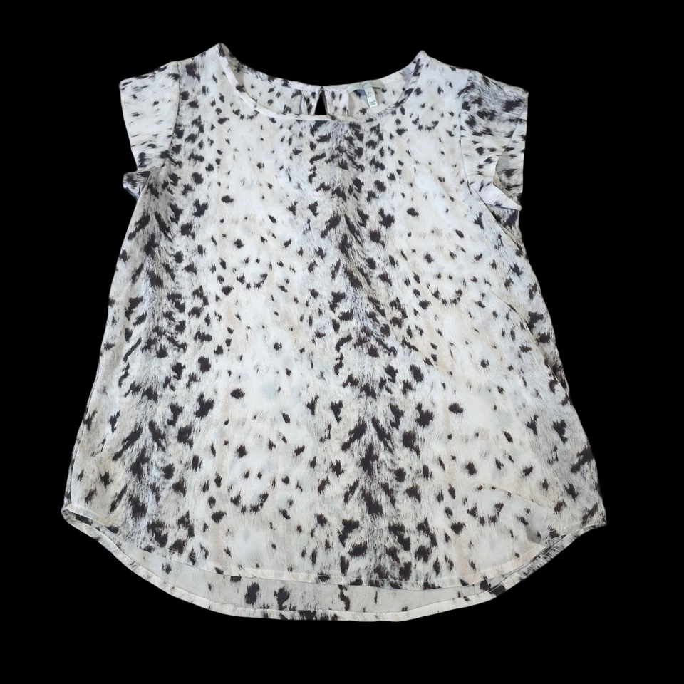 Blusa Joie 100 % seda guepardo leopardo manga corta mujer talla XS manga acampanada