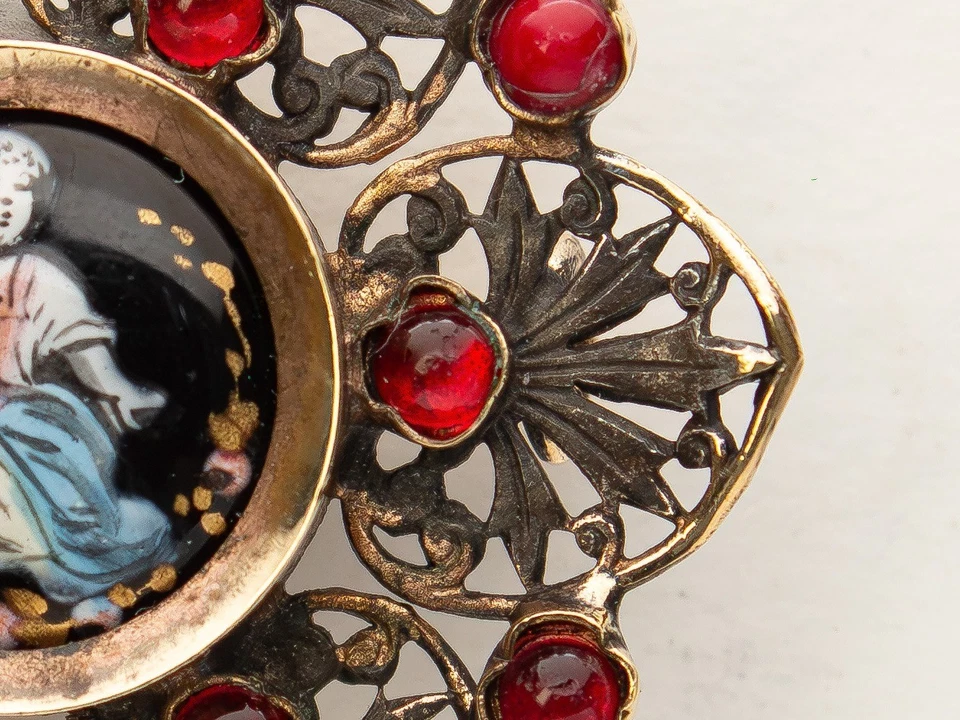 Spilla con miniatura smaltata- XIX Platino - Immagine 4 di 4