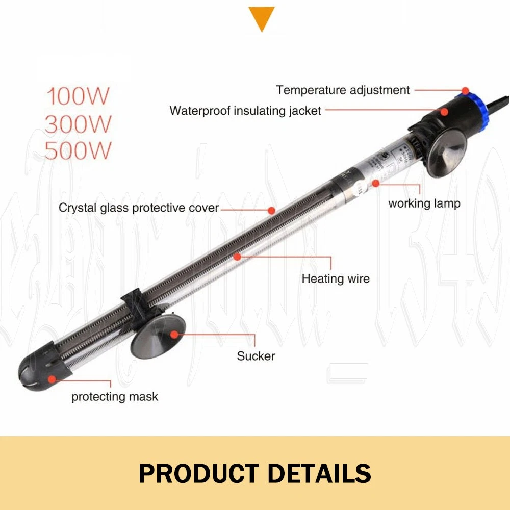 100W-500W Aquarium Submersible Heater Fish Tank Auto Water Thermostat AU Stock