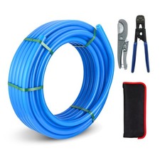 3/4 Inch  Blue PEX-B Pipe, 100 Ft Pex B Tubing with Pex Crimping Tool 