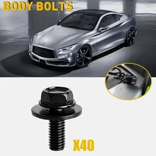 40x Car Body Bolts Screw Fastener Fender M6-1.0x 16mm Long 10mm Hex 17mm Washer
