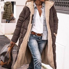 Solid Color Hooded Long Coat Winter Long Sleeve Double-sided Wear Slim Elegant S