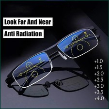 Unisex Progressive Reading Glasses Anti Blue Light Half Frame See More ClearlyUS