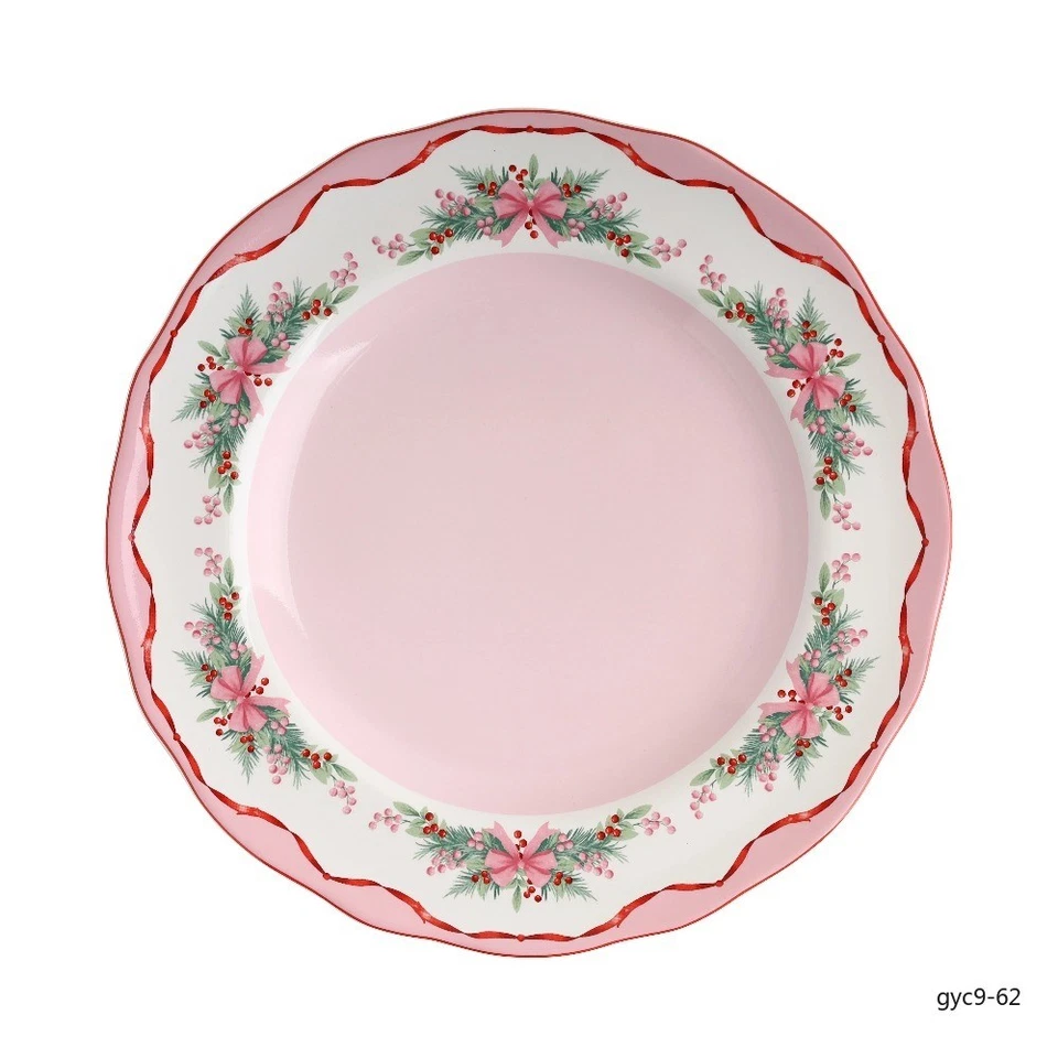 Juego de 4 cuencos de porcelana blanca/rosa de 12 piezas aptos para lavavajillas  Foto 3 de 4