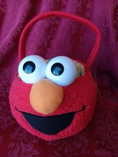 Elmo 2008 Sesame Street Red Plush Face Halloween Trick-o-treat Basket 7  Dia