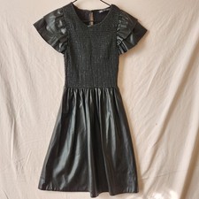 Zara Indie Sleaze Sz S Black Faux Leather Mini Fit & Flare Dress Fairy Grunge